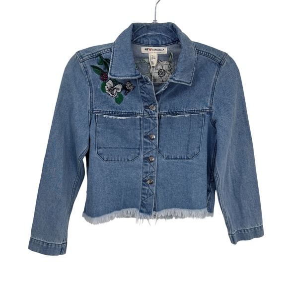 H&M x Coachella Festival Jean Jacket Womens 4 Blue Denim Embroidered NEW - Picture 1 of 16